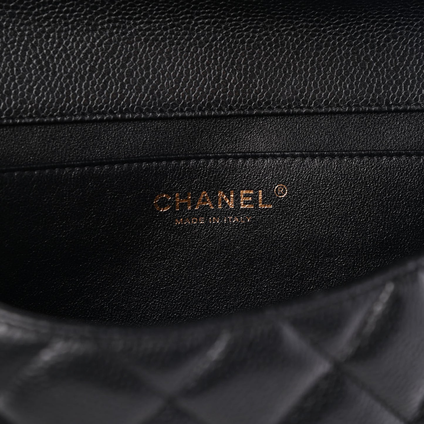 Caviar Quilted Clutch With Chain Flap Black