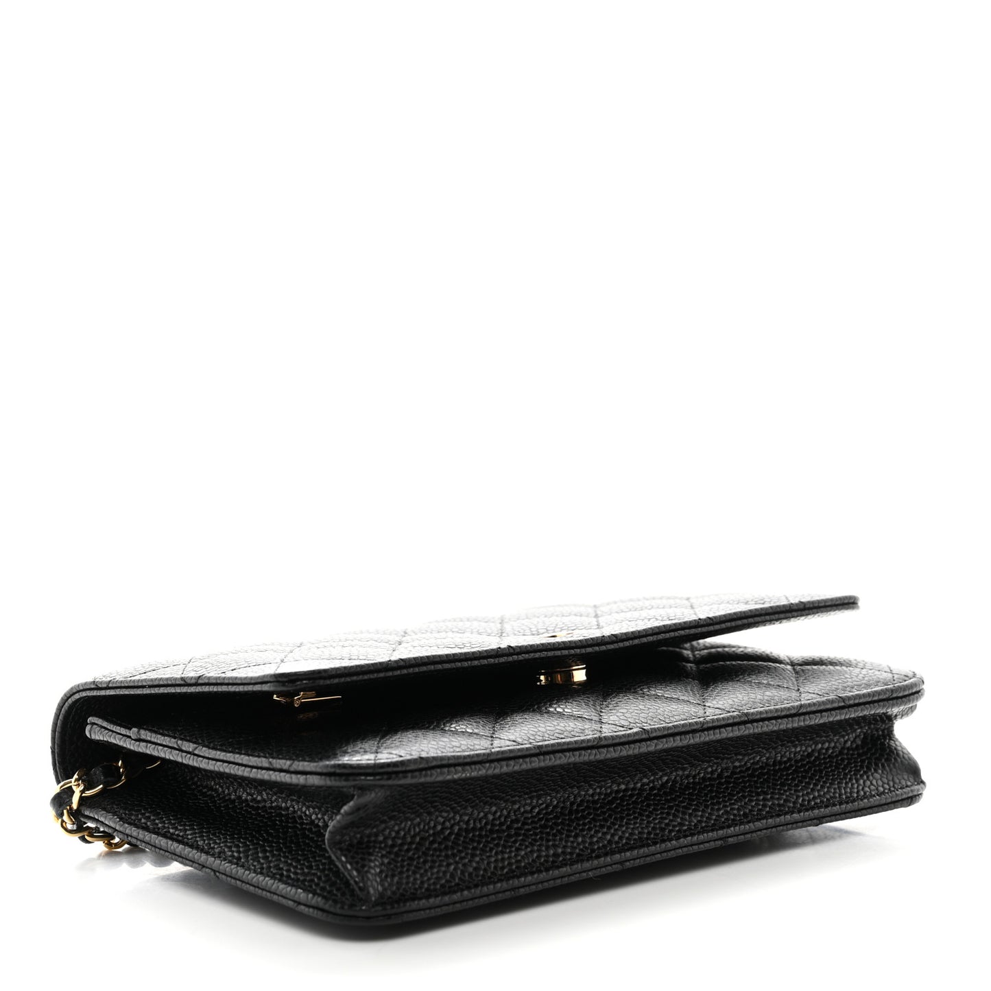 Caviar Quilted Wallet on Chain WOC Black