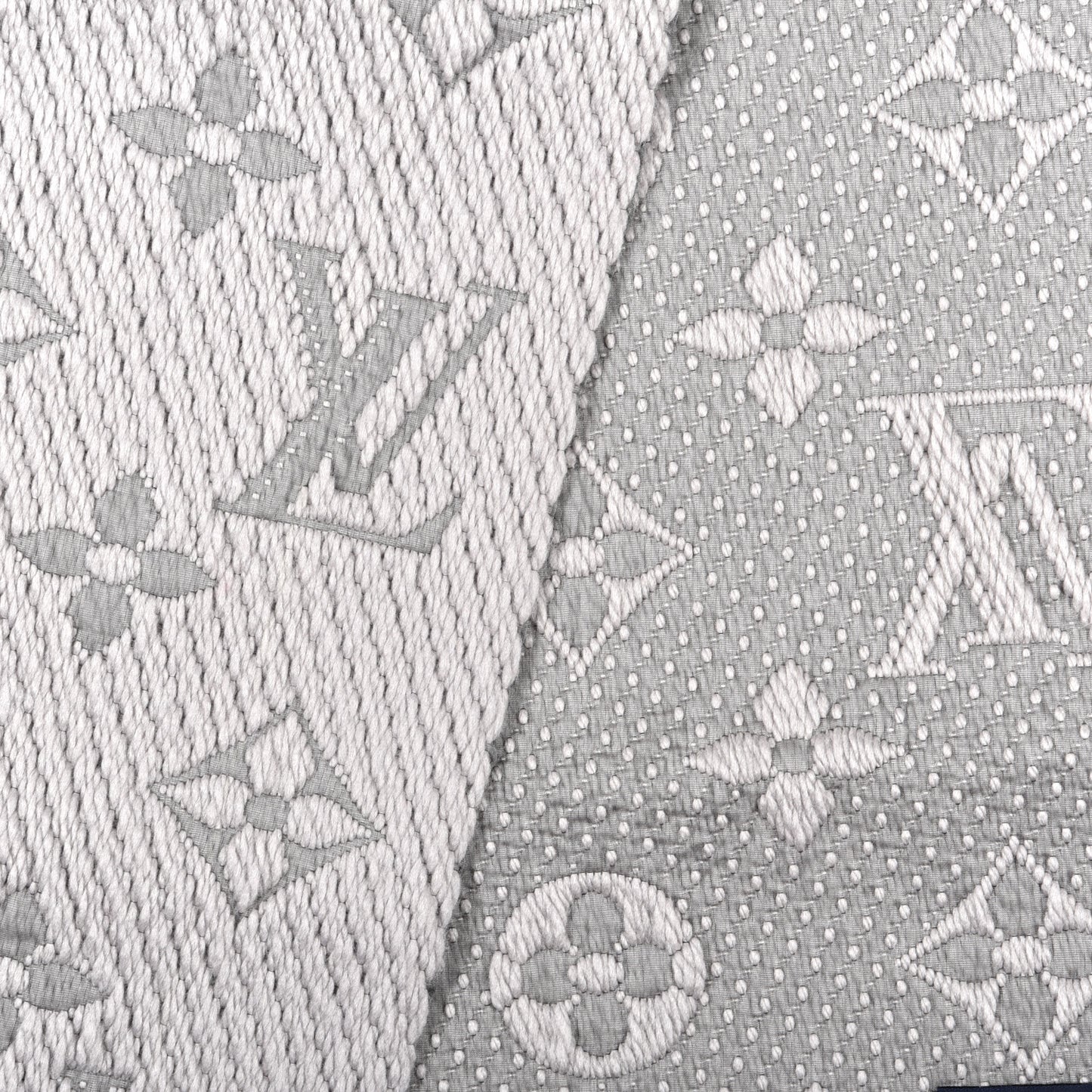 Wool Silk Logomania Scarf Pearl Grey