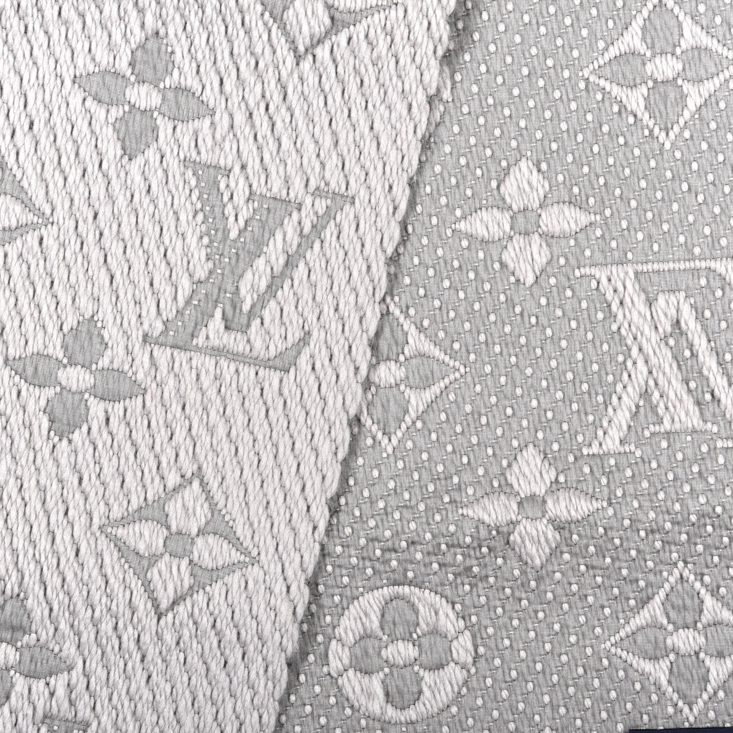 Louis Vuitton Wool Silk Logomania Scarf Pearl Grey 3 of 4