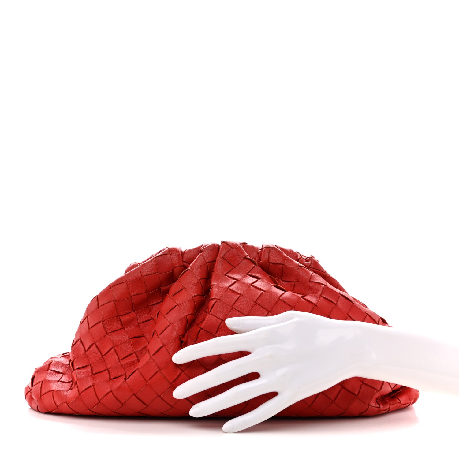 Bottega Veneta Nappa Maxi Intrecciato The Pouch Oversized Clutch Bright Red 2 of 13