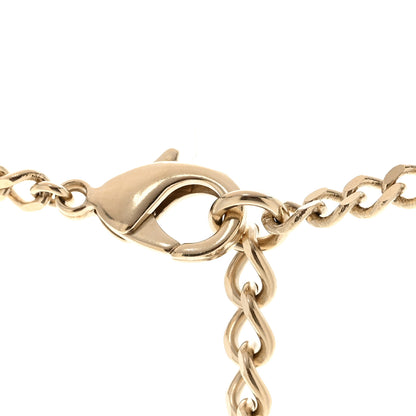 Chanel Metal Calfskin Chain Peace Sign CC Necklace Blue Purple Gold 6 of 7