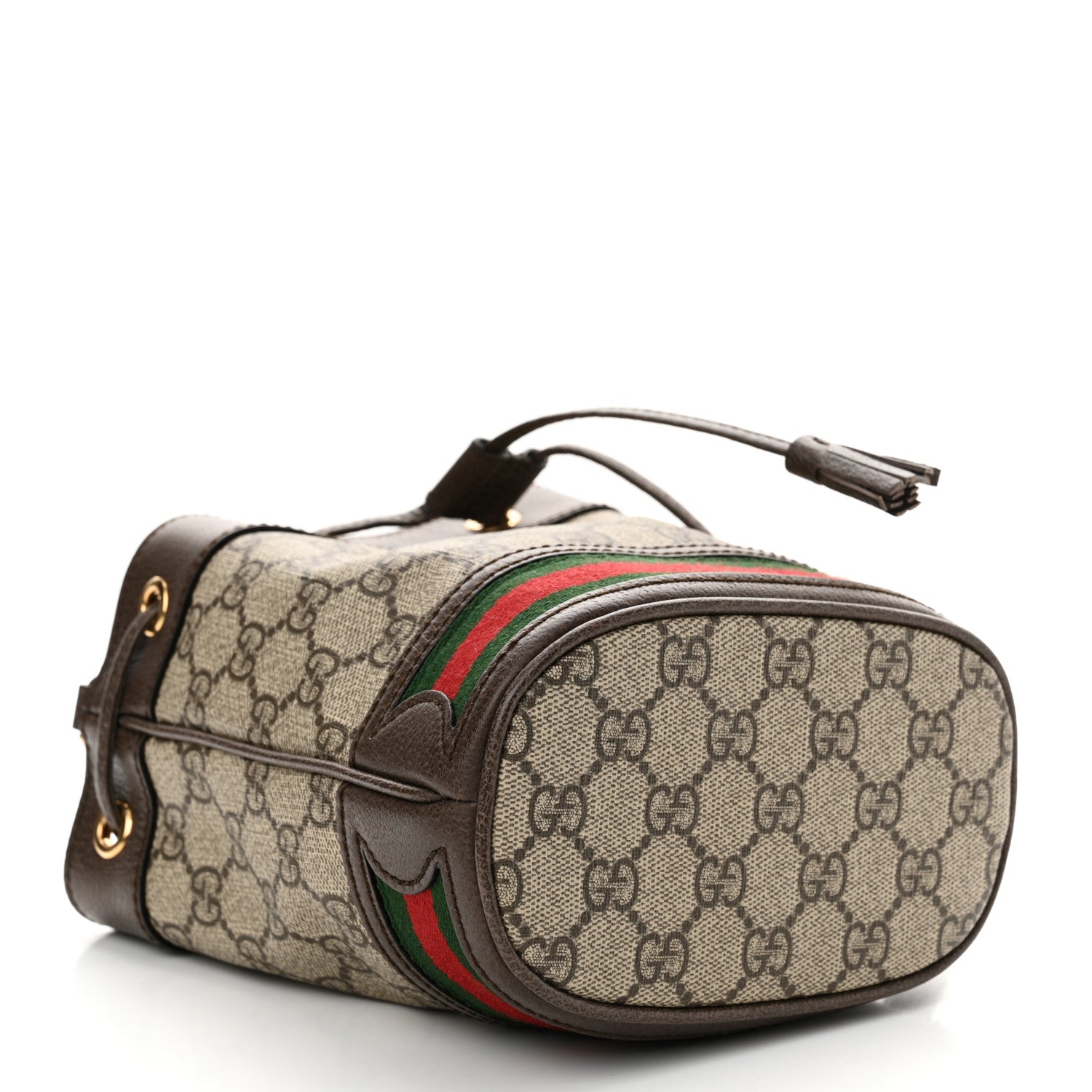 Gucci GG Supreme Monogram Web Mini Ophidia Bucket Bag Brown 4 of 10