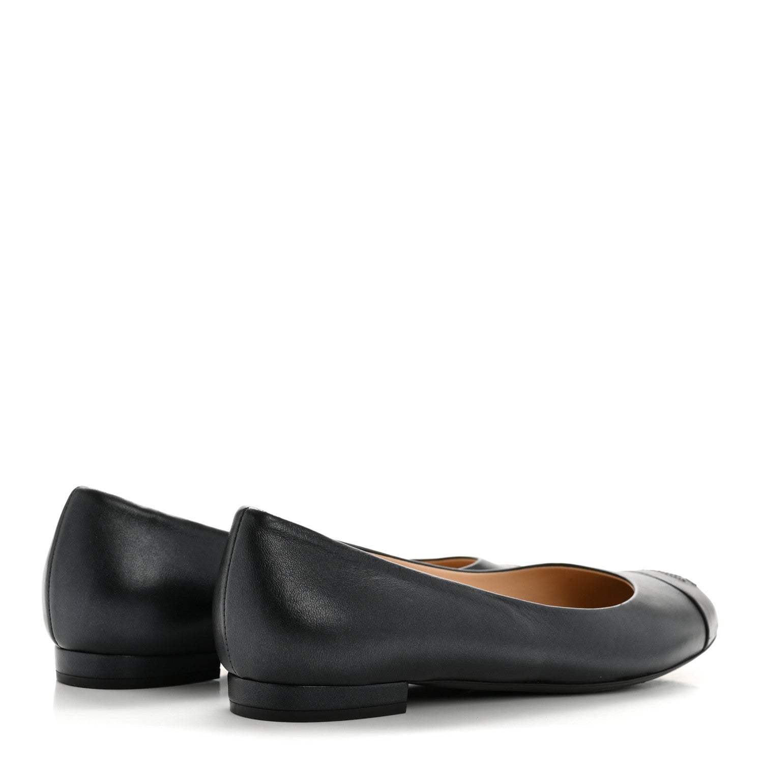 Chanel Lambskin Cap Toe Ballerina Flats 38.5 Dark Navy Black