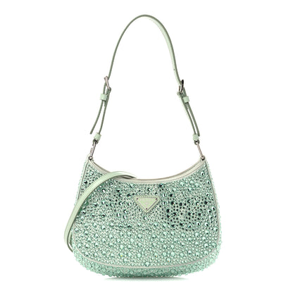 Prada Satin Crystal Cleo Adjustable Strap Shoulder Bag Acqua 1 of 11