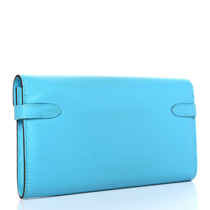 Hermes Chevre Mysore Kelly Longue Wallet Bleu Azteque 3 of 8