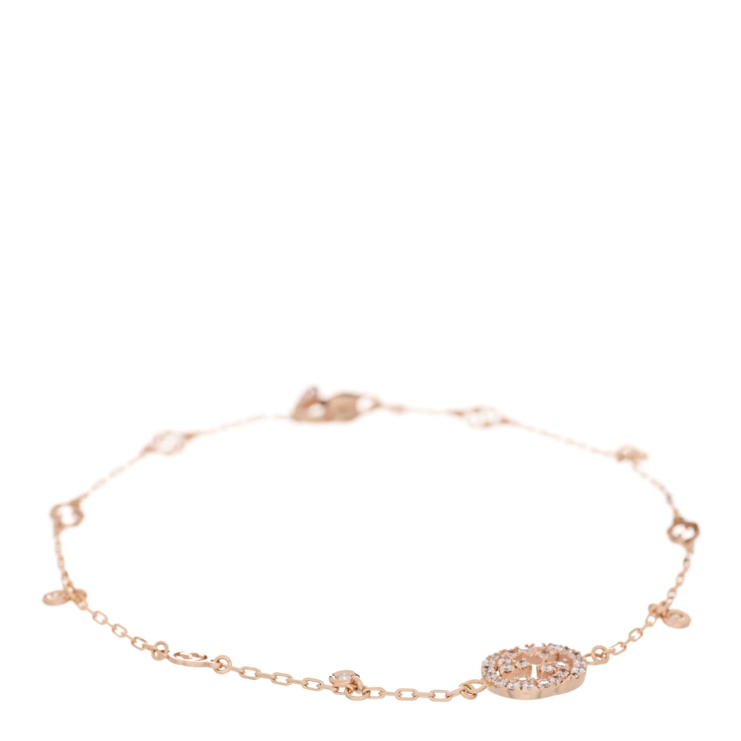 Gucci 18K Rose Gold Diamond GG Running Bracelet 1 of 6