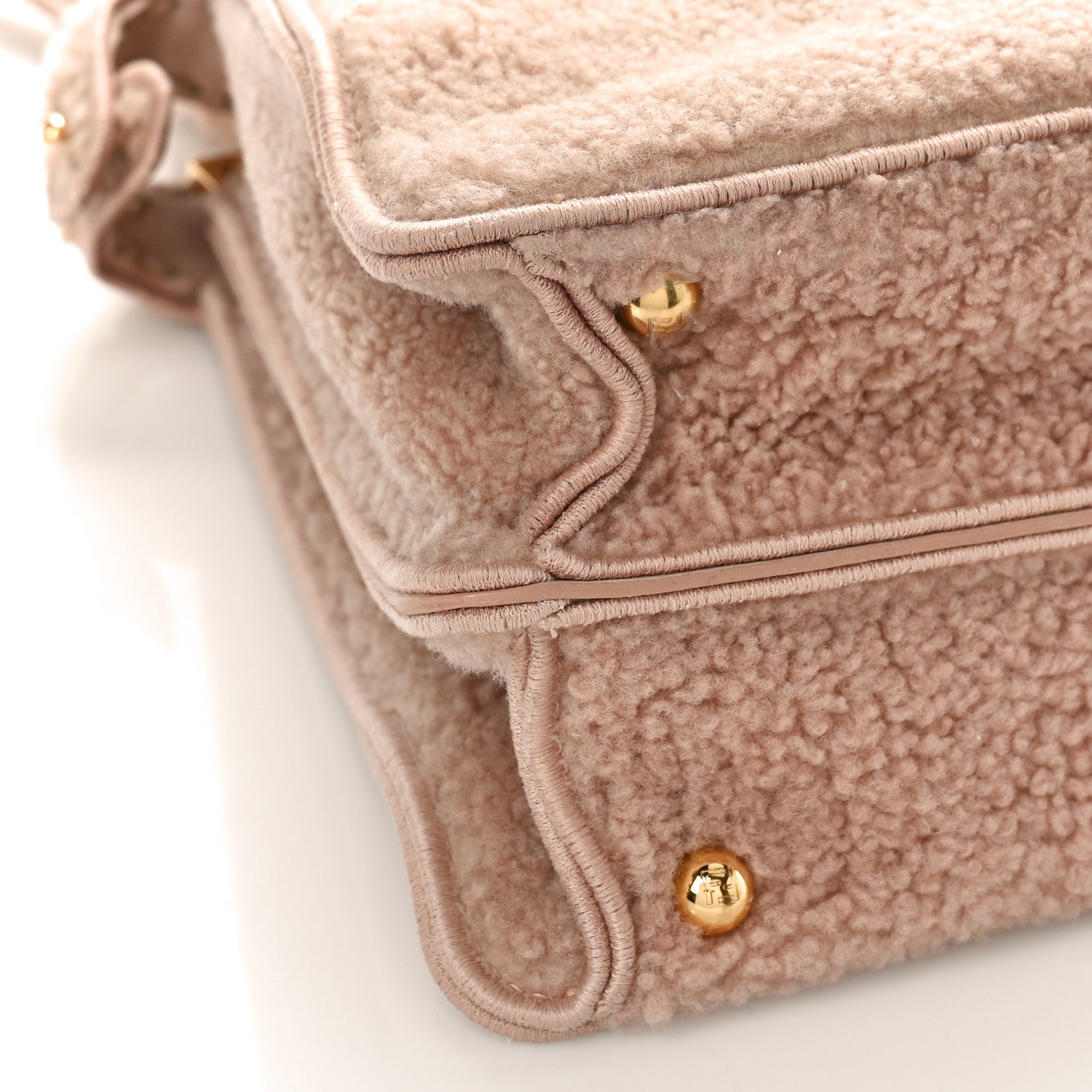 Fendi Curly Shearling Shiny Nappa Medium Peekaboo I SEE U Satchel Rosa Plaster 7 of 8