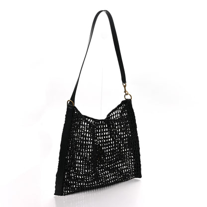 Saint Laurent SAINT LAURENT Raffia Calfskin Oxalis Shoulder Bag Black 3 of 9