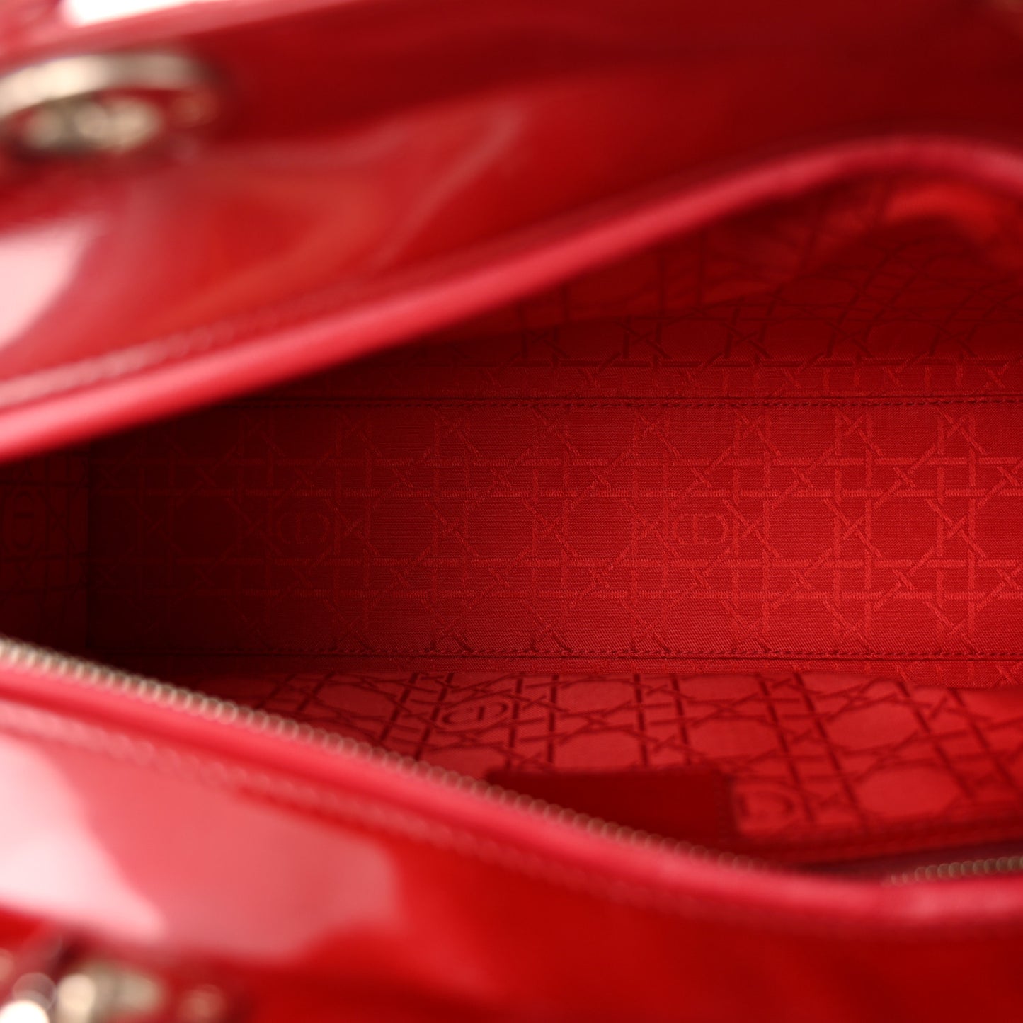 Patent Cannage Large Lady Dior Red