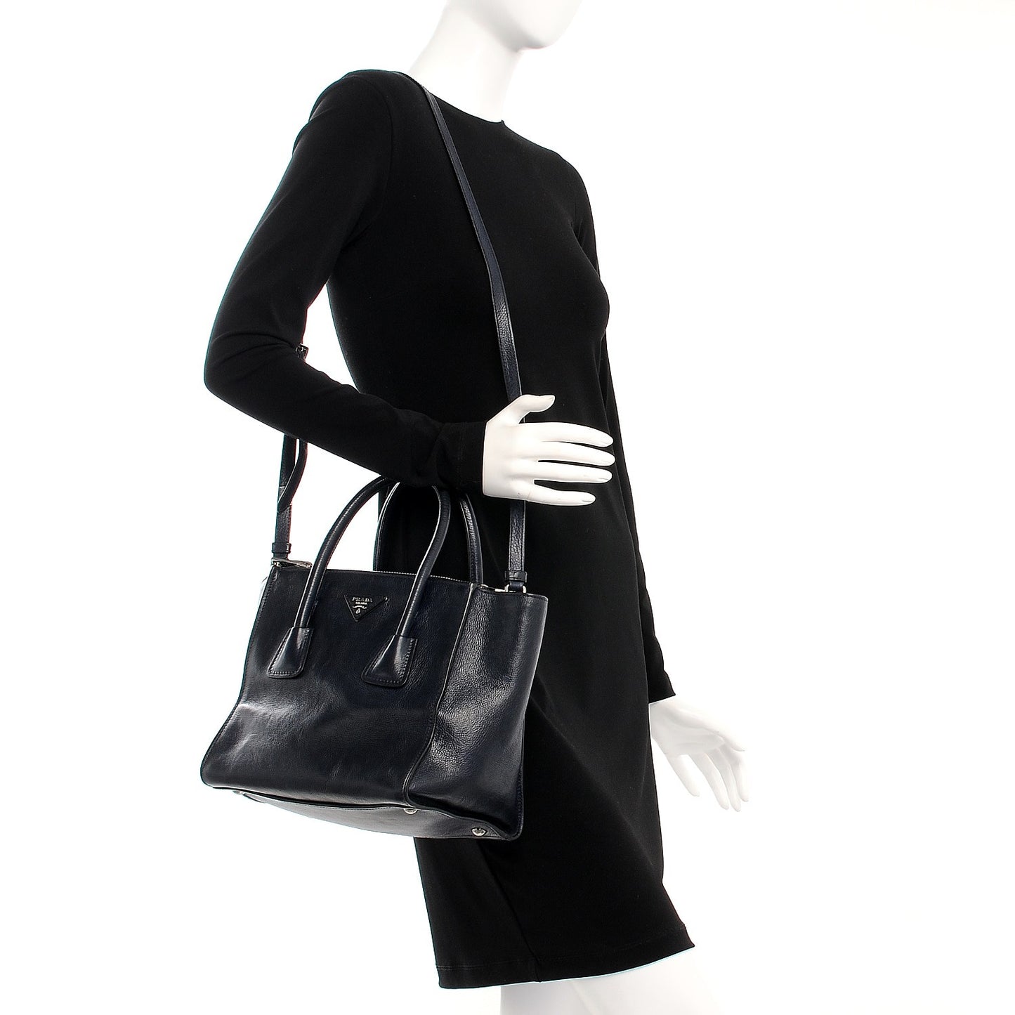 Glace Calf Small Twin Pocket Tote Baltico