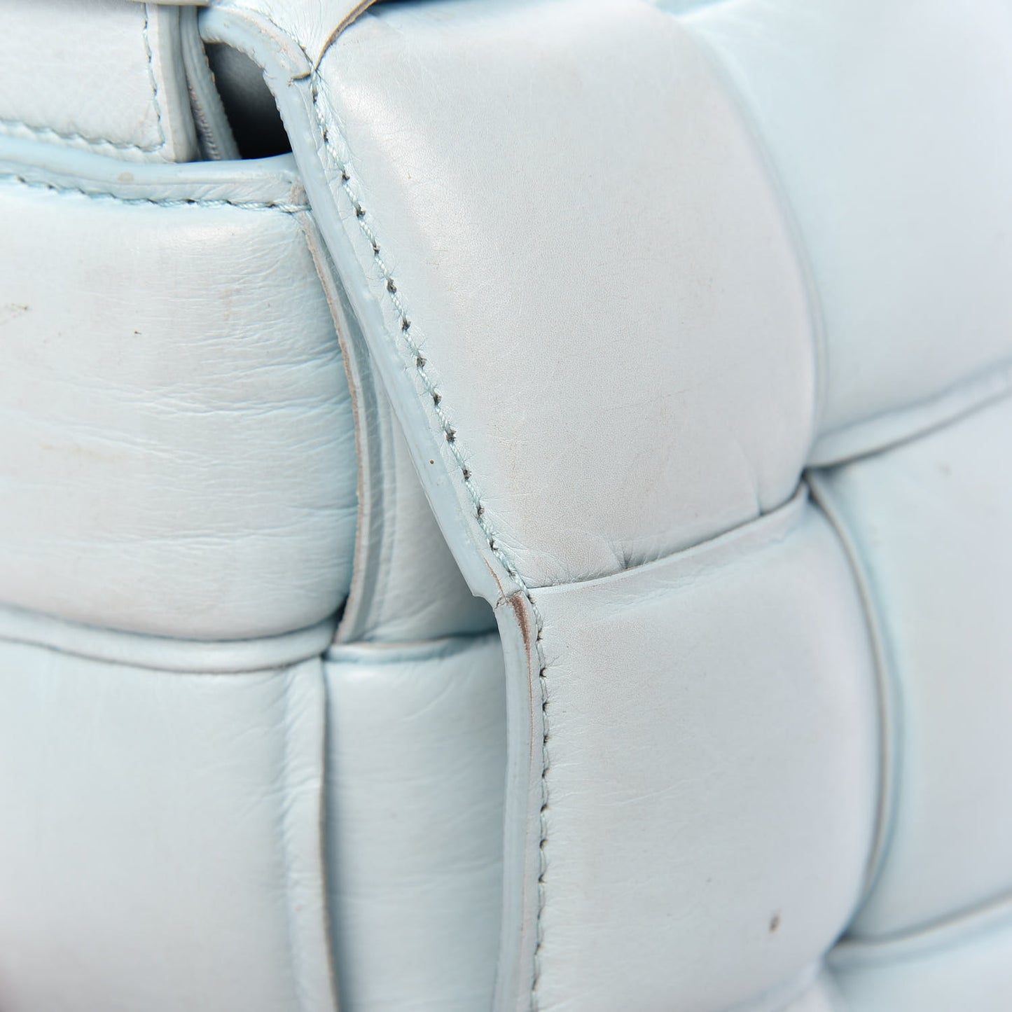 Paper Calfskin Maxi Intreccio Padded Cassette Crossbody Bag Ice