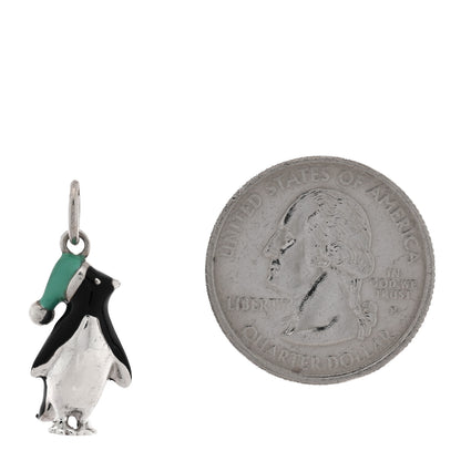 Tiffany Sterling Silver Enamel Penguin Charm Blue Black 2 of 3