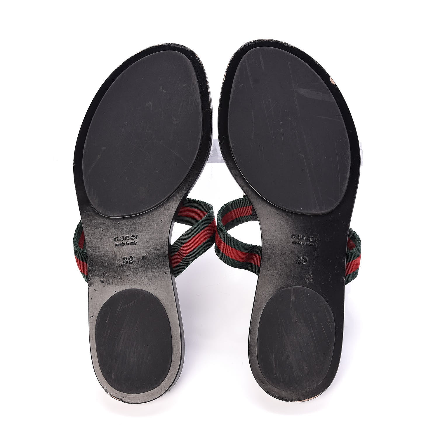 Gucci Nylon Guccissima Web Womens Thong Sandals 39 Green Red Black 7 of 8
