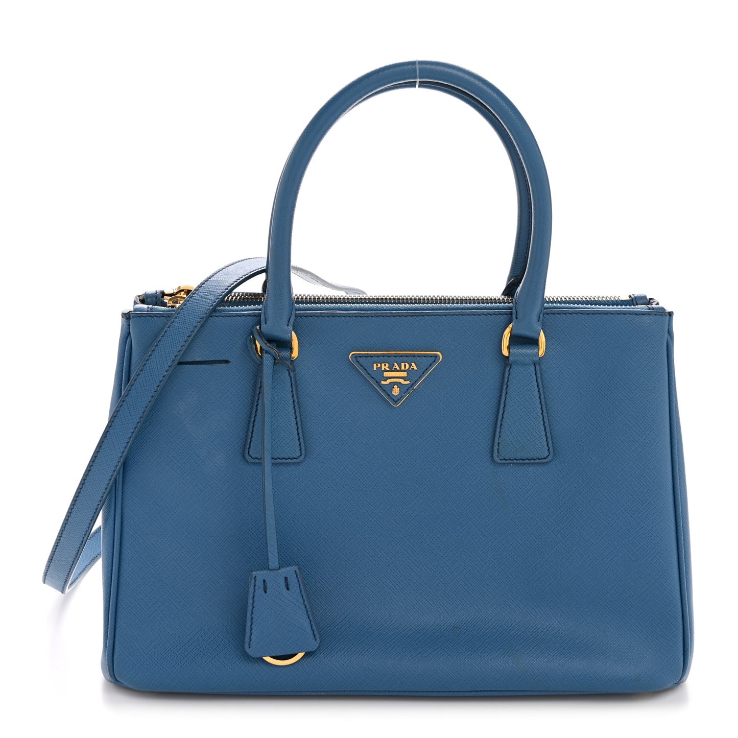 Saffiano Lux Small Galleria Double Zip Tote Cobalto