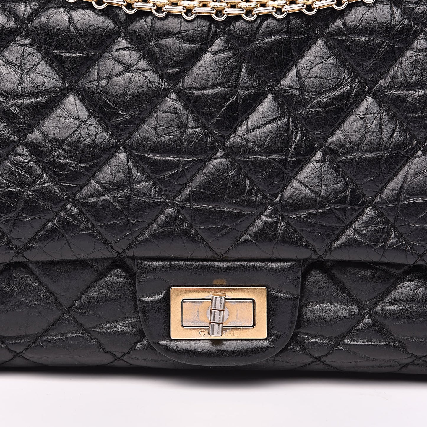 Aged Calfskin Quilted 2.55 Reissue 227 Flap Black