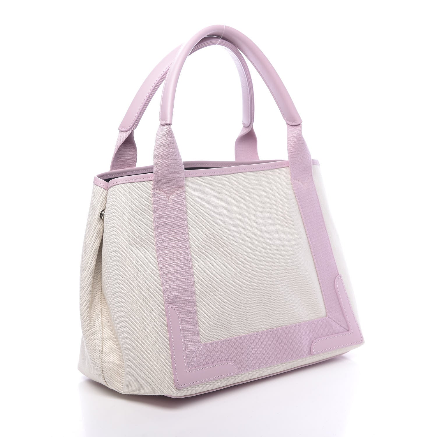 Balenciaga Cotton Canvas Satin Calfskin S Navy Cabas Natural Pink 4 of 11