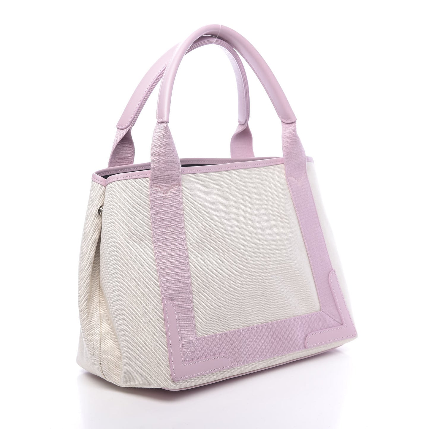 Cotton Canvas Satin Calfskin S Navy Cabas Natural Pink