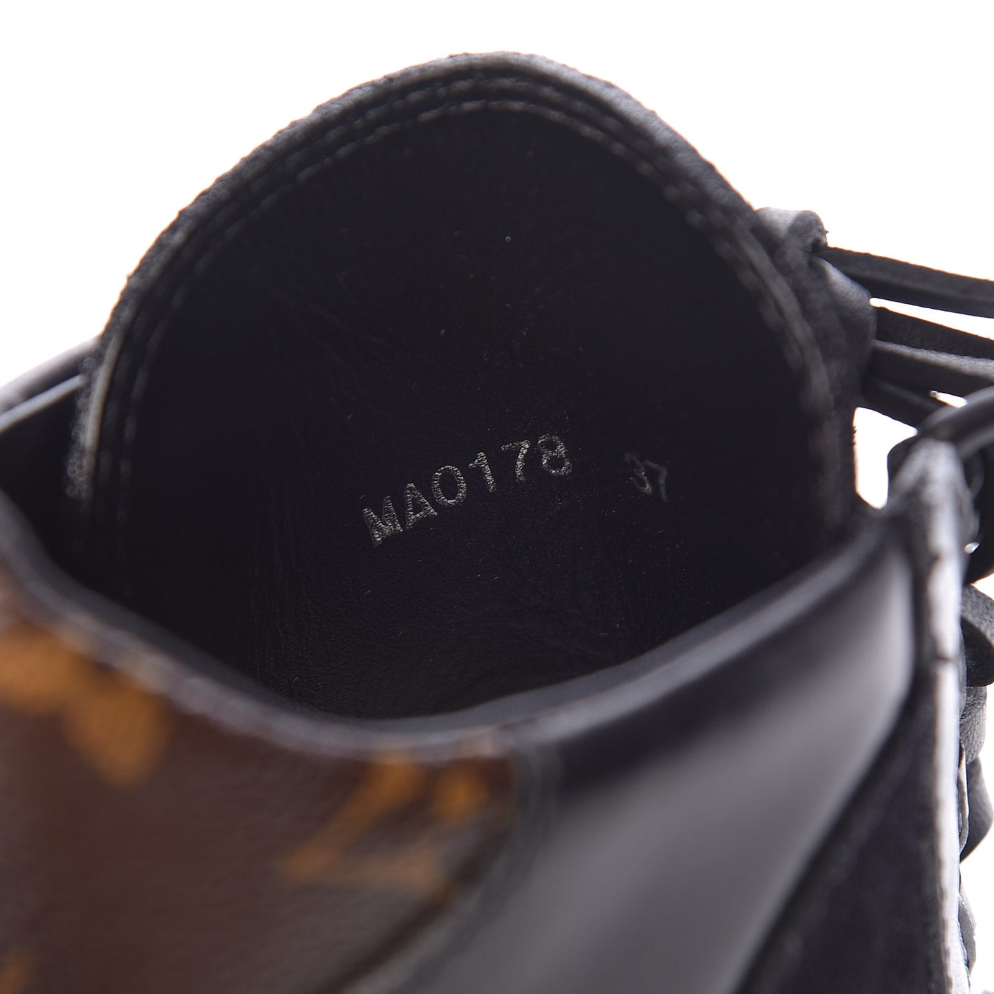 Suede Calfskin Monogram LV Black Heart Laureate Platform Desert Boots 37 Black