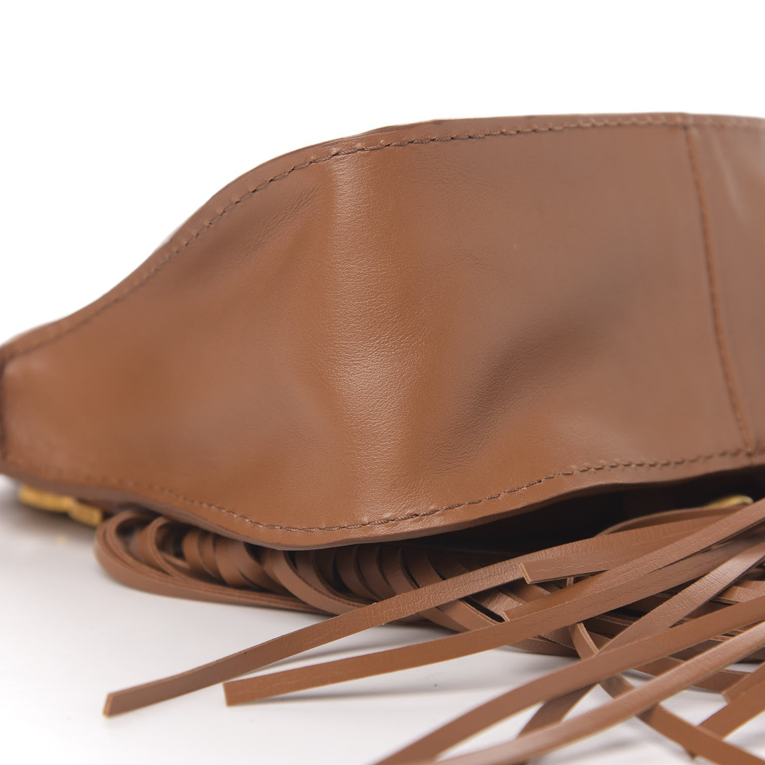 Chloe Shiny Small Grain Calfskin Mini Marcie Multi Fringe Satchel Tan 7 of 9