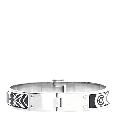 Hermes Enamel Printed Narrow Washington's Carriage Tattoo Hinged Bracelet S Faux Gris 6 of 12