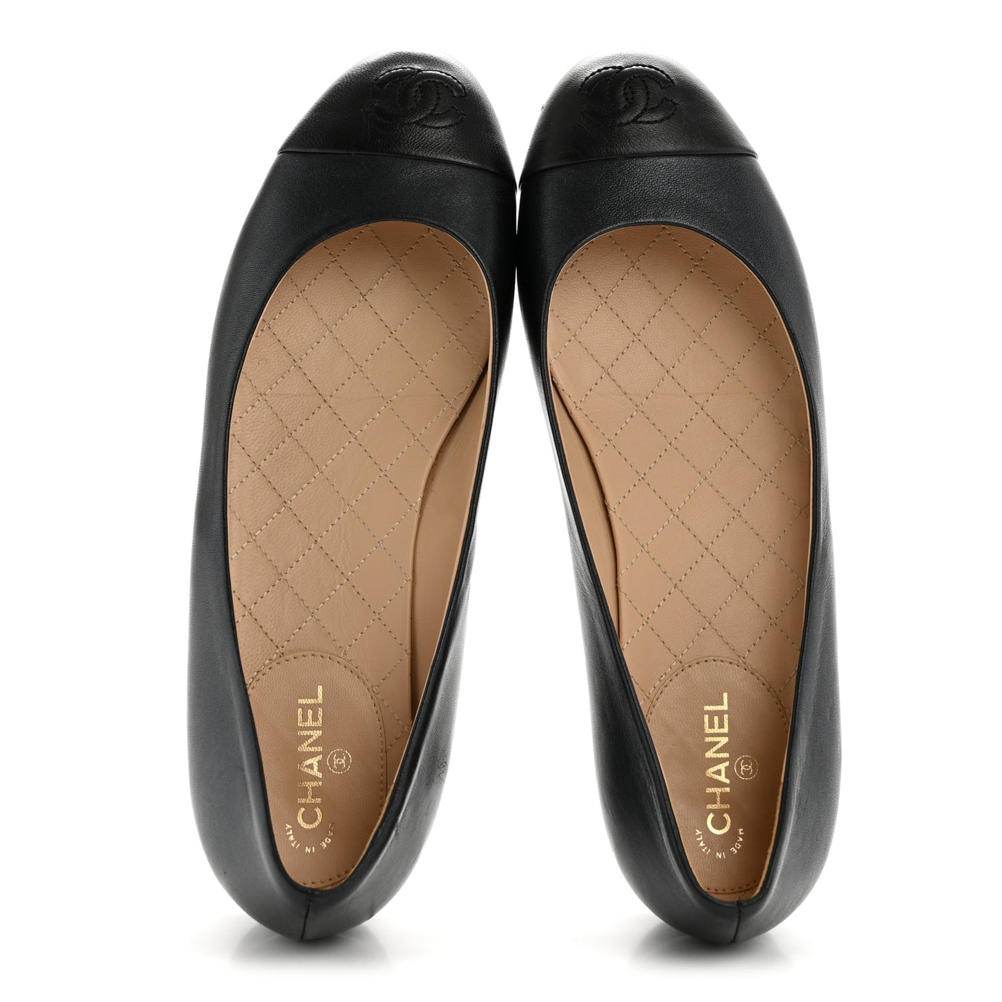Lambskin Cap Toe Ballerina Flats 38.5 Dark Navy Black