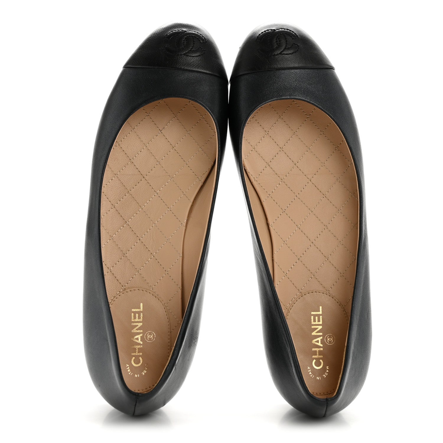 Chanel Lambskin Cap Toe Ballerina Flats 38.5 Dark Navy Black 2 of 10