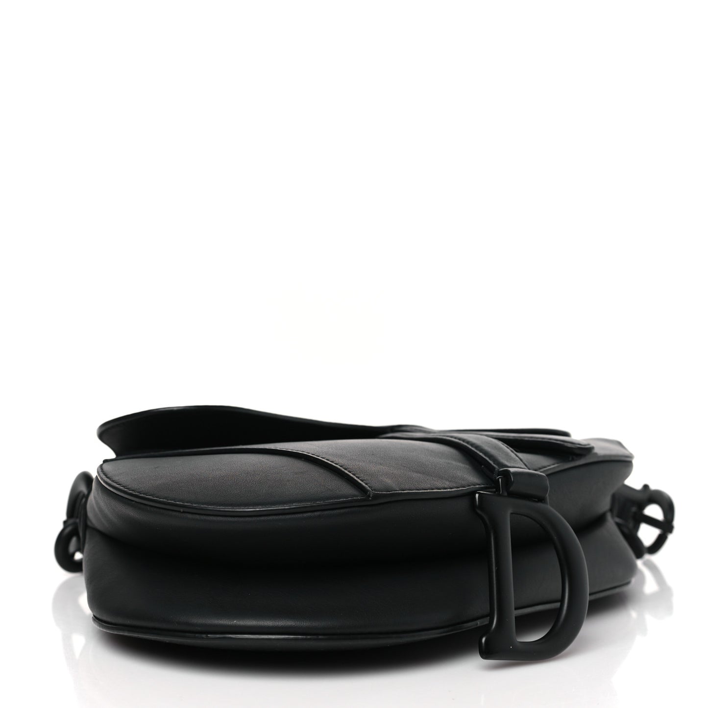 Ultra Matte Calfskin Saddle Bag With Strap Black