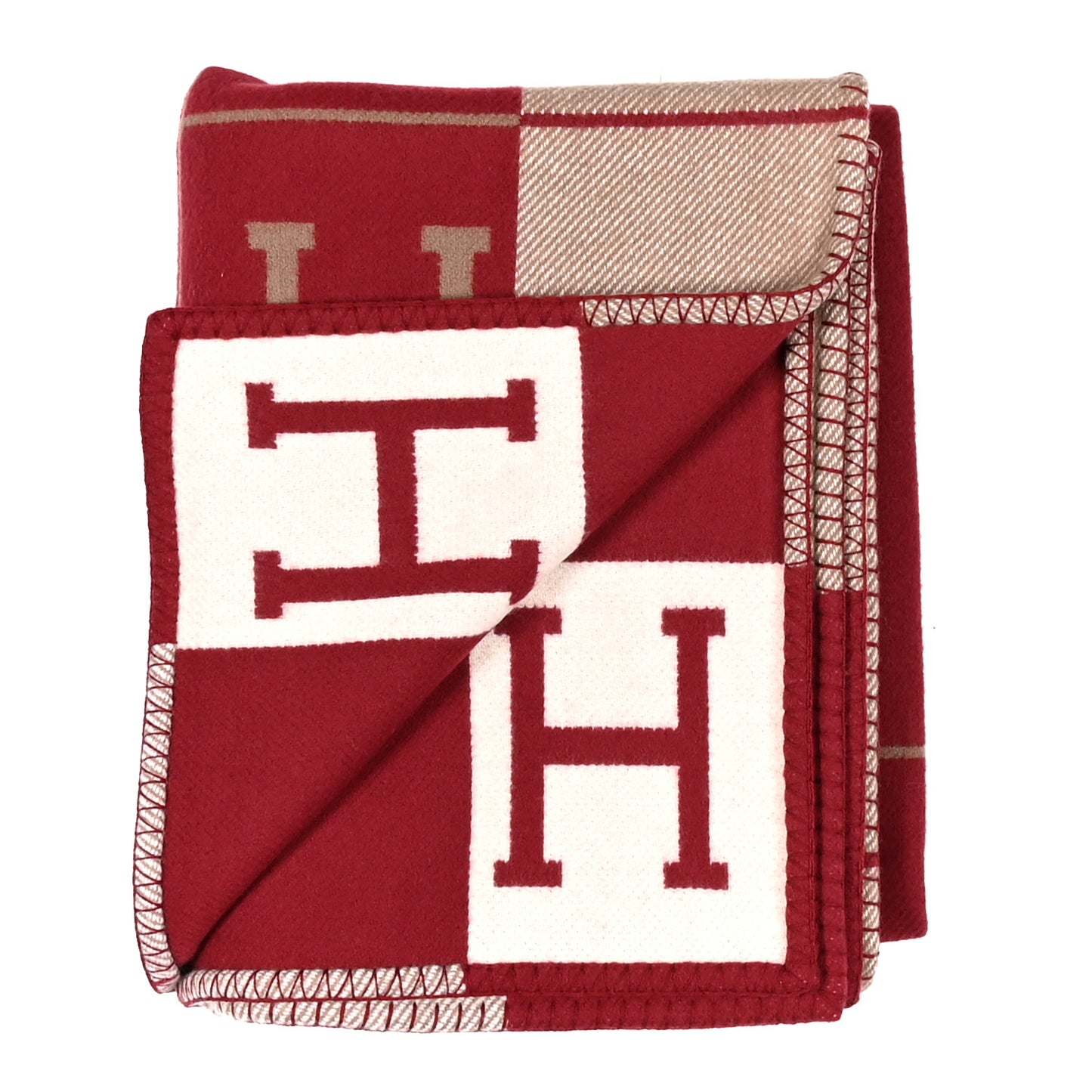 Wool Cashmere Avalon III Blanket Ecru Rouge H