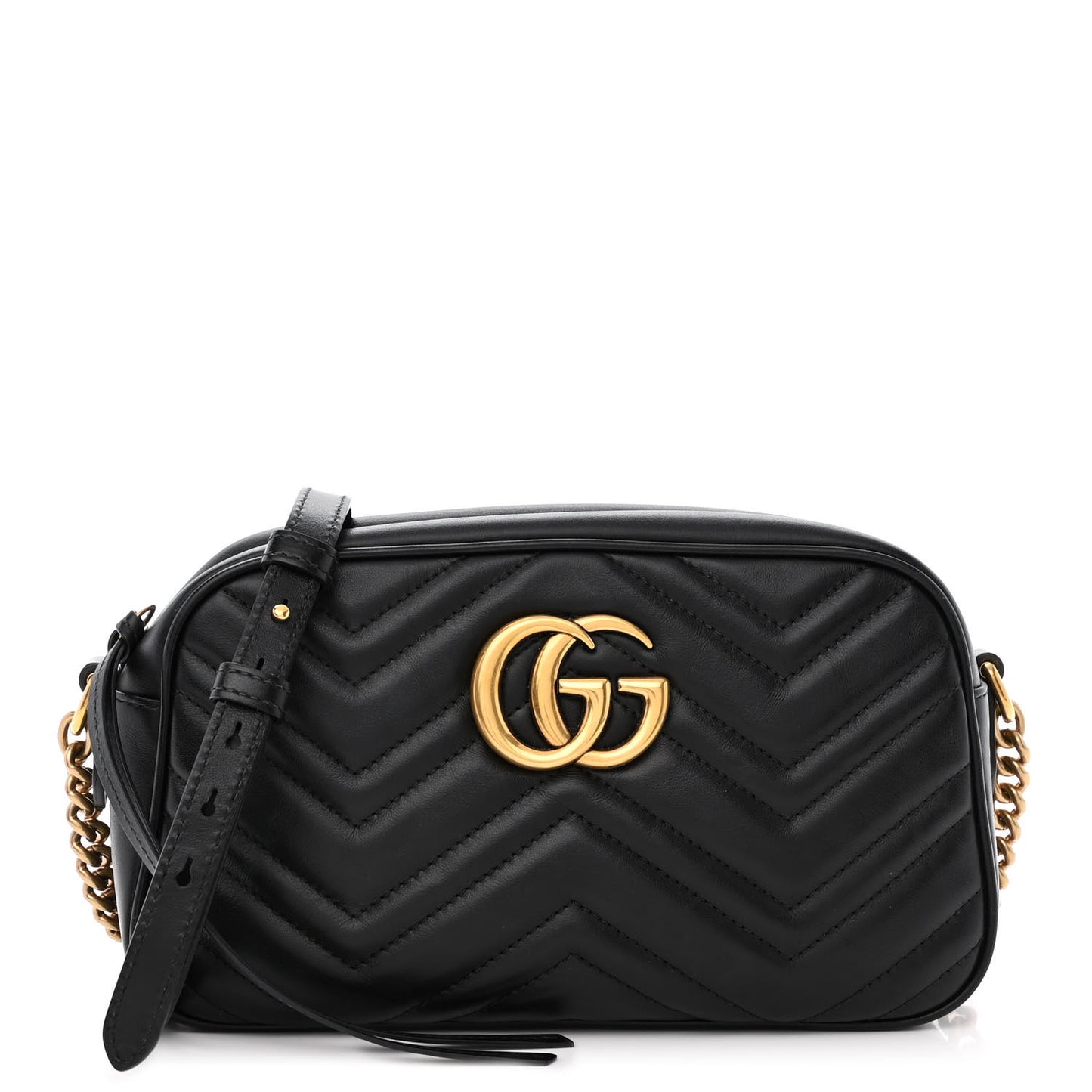 Calfskin Matelasse Small GG Marmont Chain Shoulder Bag Black