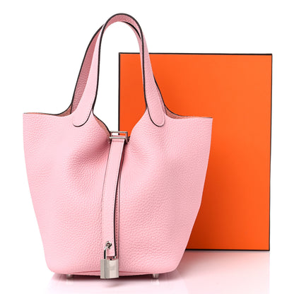 Hermes Taurillon Clemence Picotin Lock 18 PM Rose Sakura 10 of 10