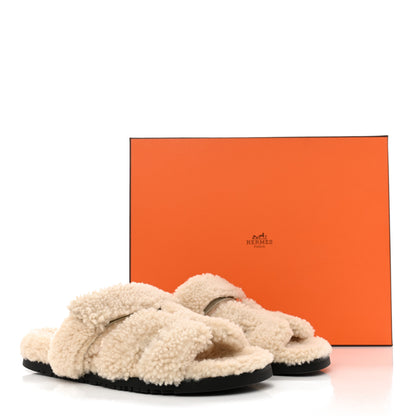 Hermes Woolskin Womens Chypre Sandals 40 Ecru 9 of 9