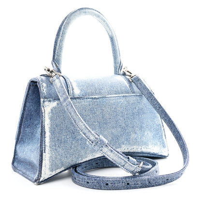 Balenciaga Nappa Denim Printed Small Hourglass Top Handle Bag Denim Blue 3 of 10