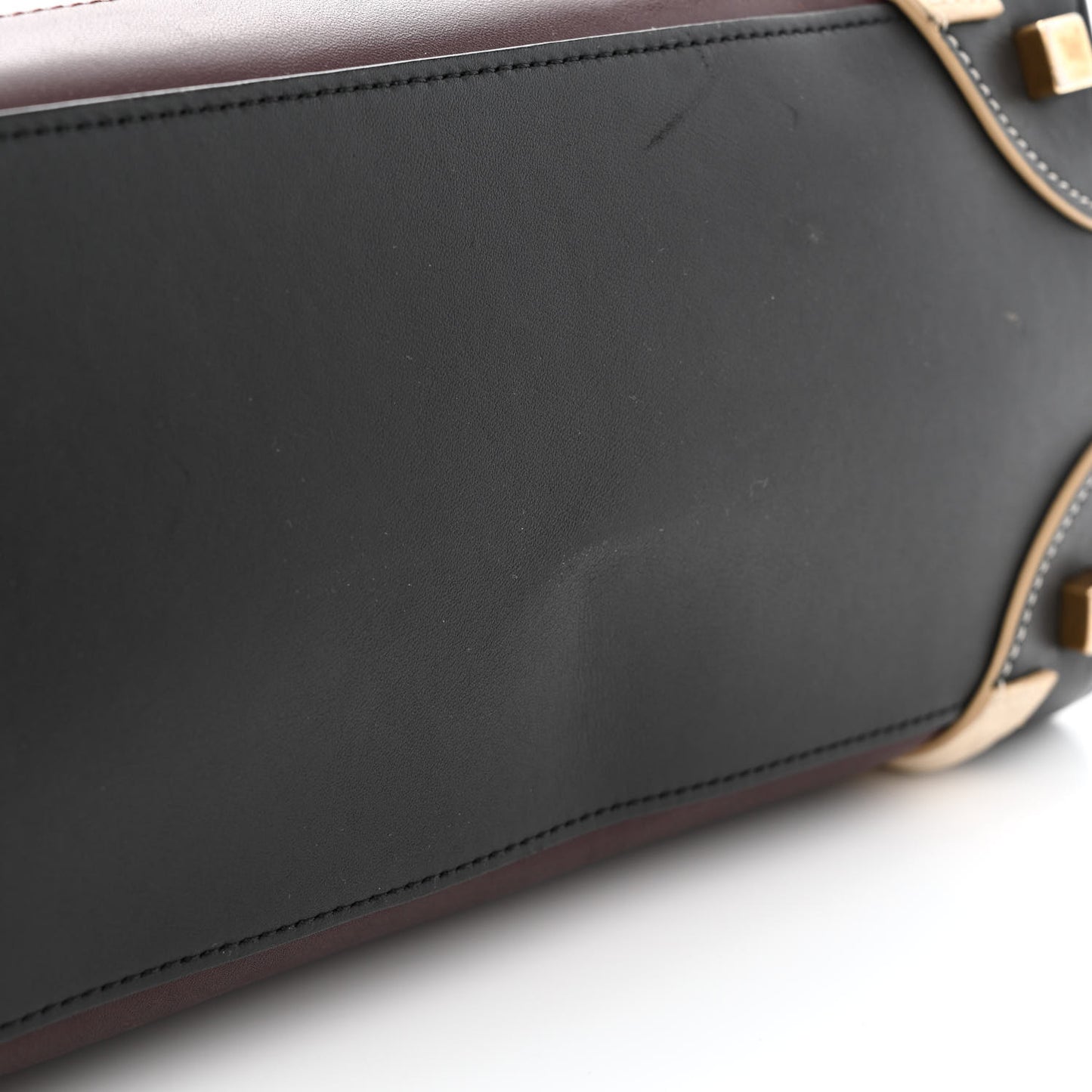 Smooth Calfskin Micro Tri-Color Luggage Burgundy