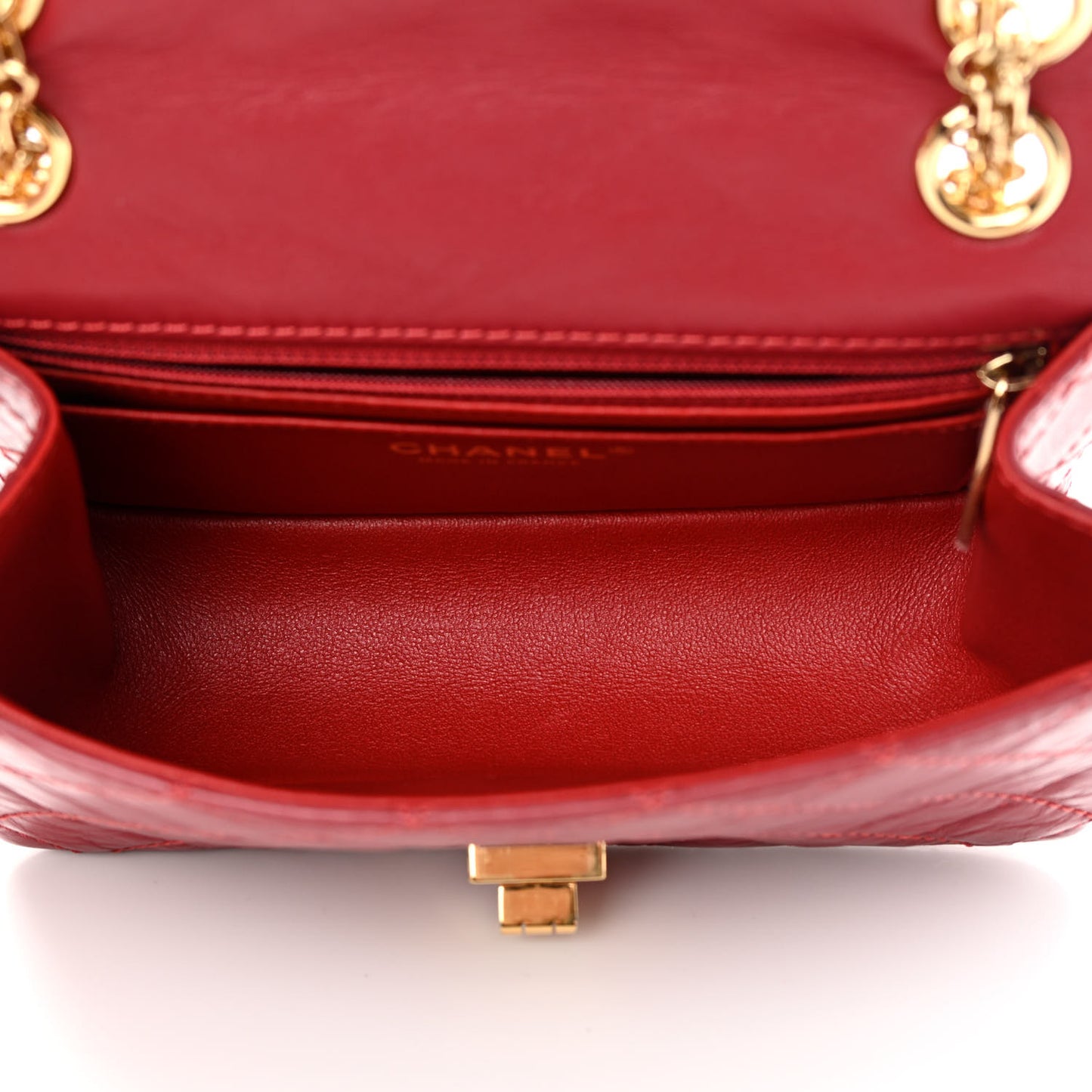 Aged Calfskin Quilted 2.55 Reissue Mini Flap Red