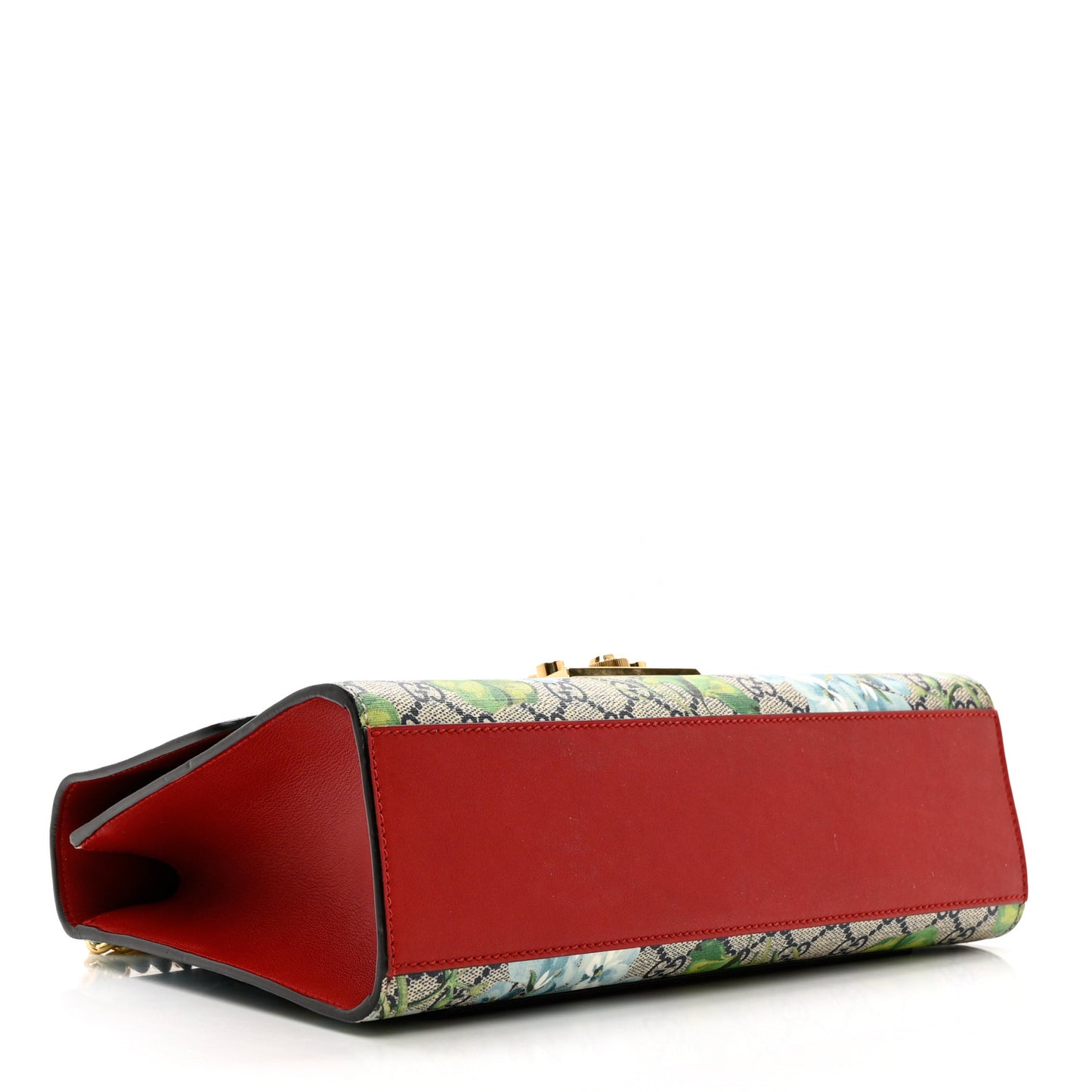 GG Supreme Monogram Blooms Medium Padlock Shoulder Bag Beige Blue Navy Hibiscus Red