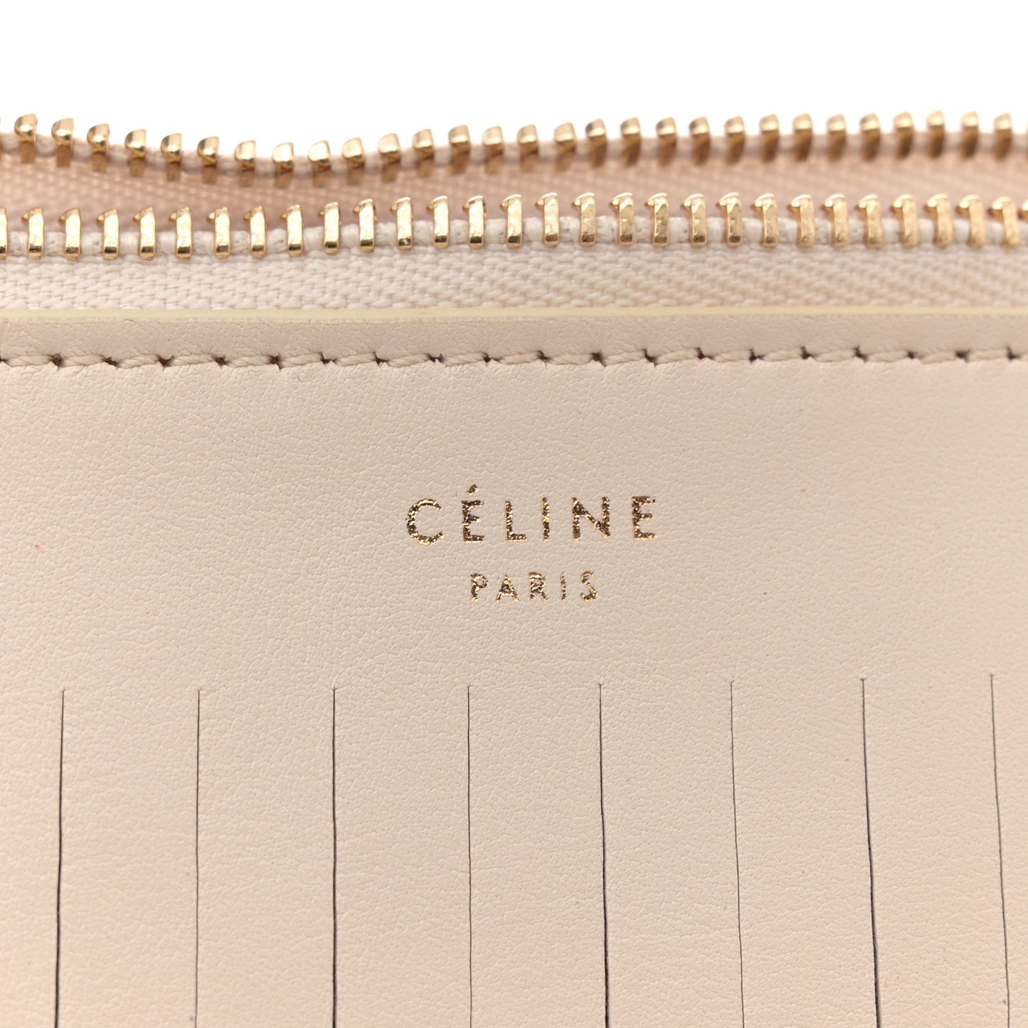 Calfskin Laser Cut Fringe Foldover Clutch White Orange
