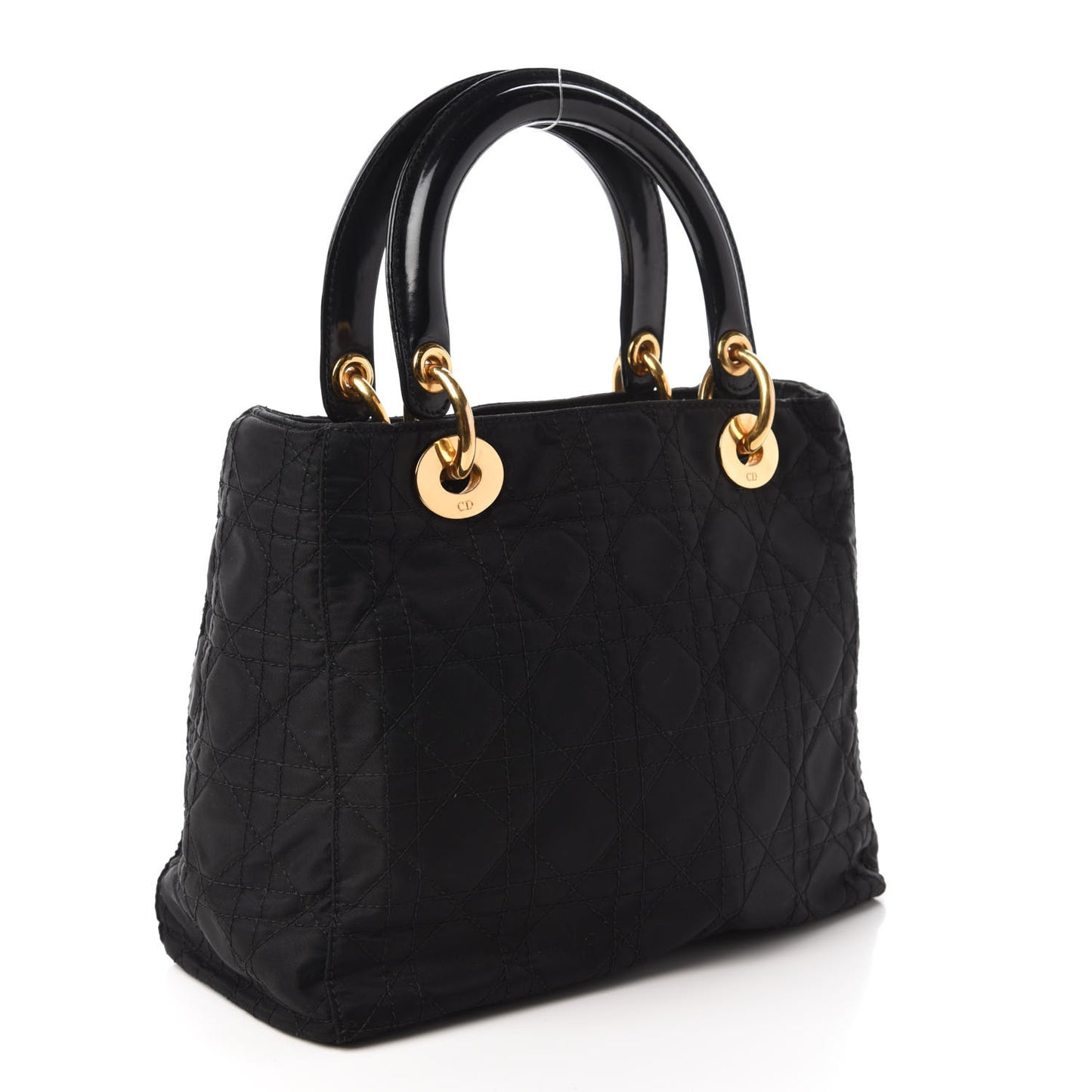 Nylon Cannage Stitched Medium Lady Dior Black
