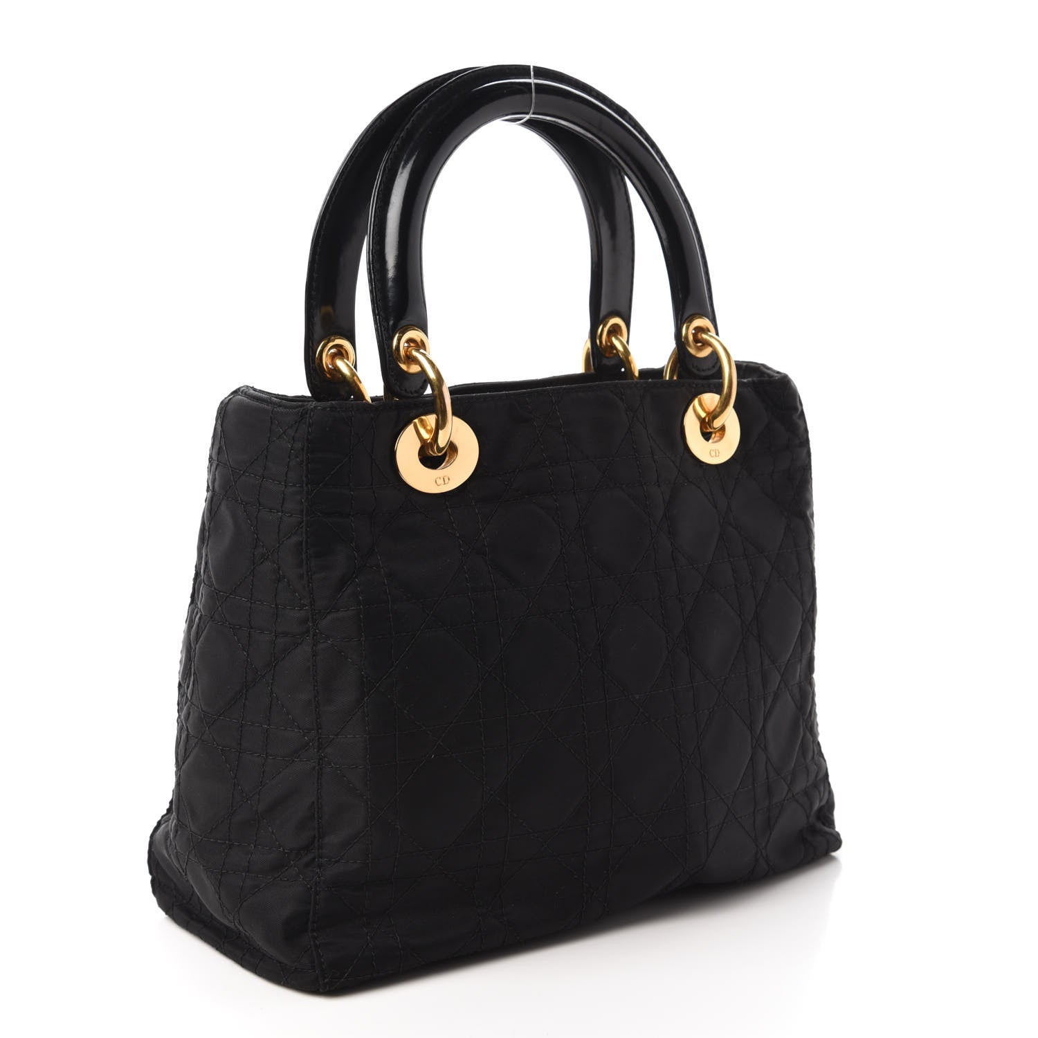 Christian Dior Nylon Cannage Stitched Medium Lady Dior Black 3 of 11