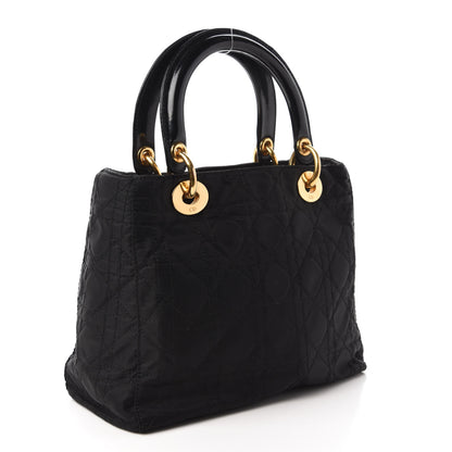 Christian Dior Nylon Cannage Stitched Medium Lady Dior Black 3 of 11