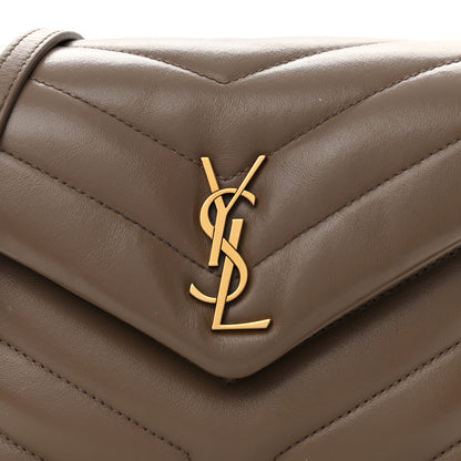 Saint Laurent Calfskin Y Quilted Monogram Toy Loulou Crossbody Bag Taupe 9 of 16
