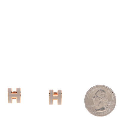 Hermes Rose Gold Lacquered Pop H Earrings Marron Glace 2 of 6