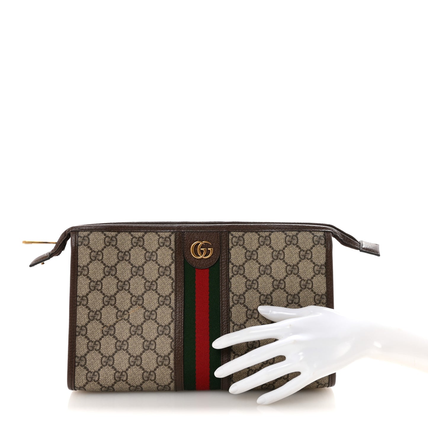 GG Supreme Monogram Web Ophidia GG Toiletry Case Beige New Acero