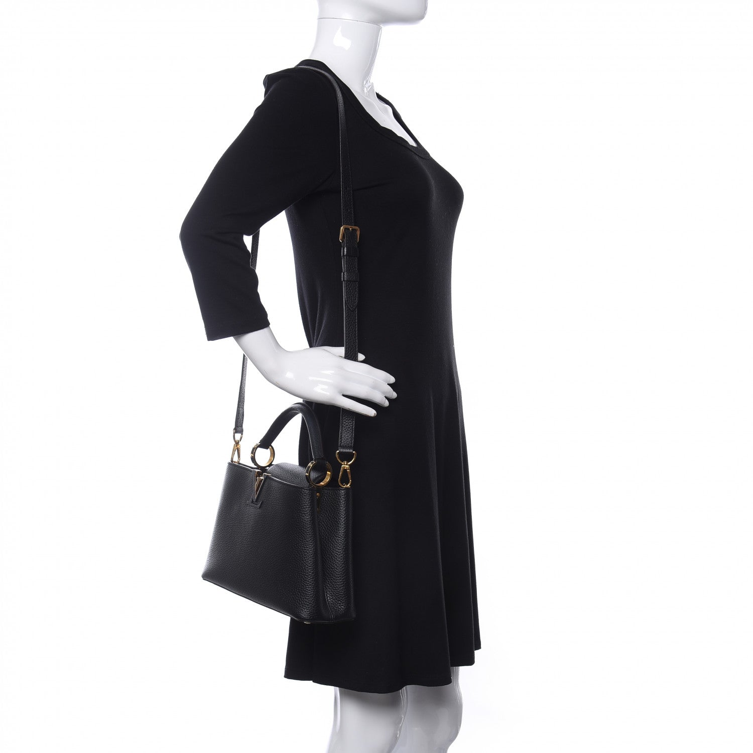 Louis Vuitton Taurillon Capucines BB Black 2 of 9