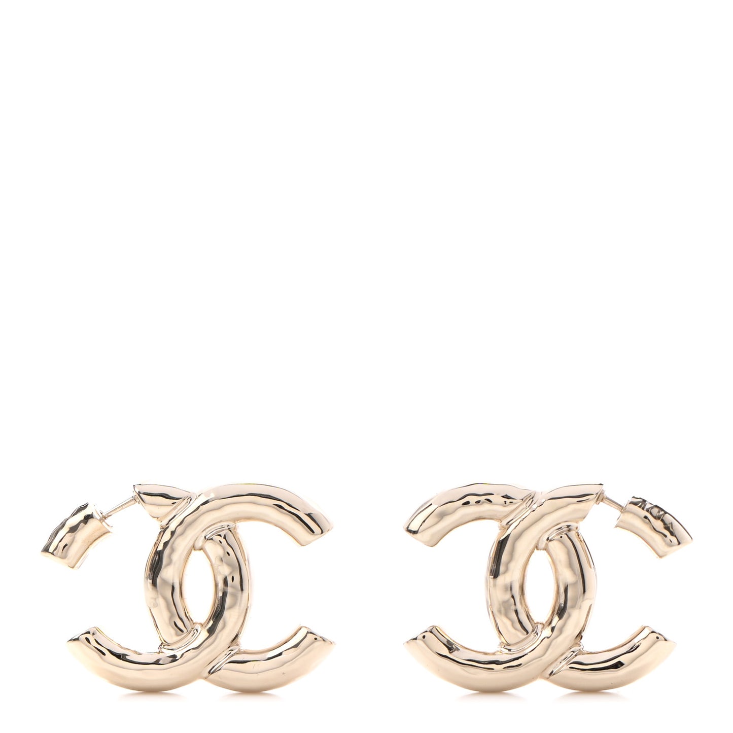 Metal Large CC Earrings Light Gold