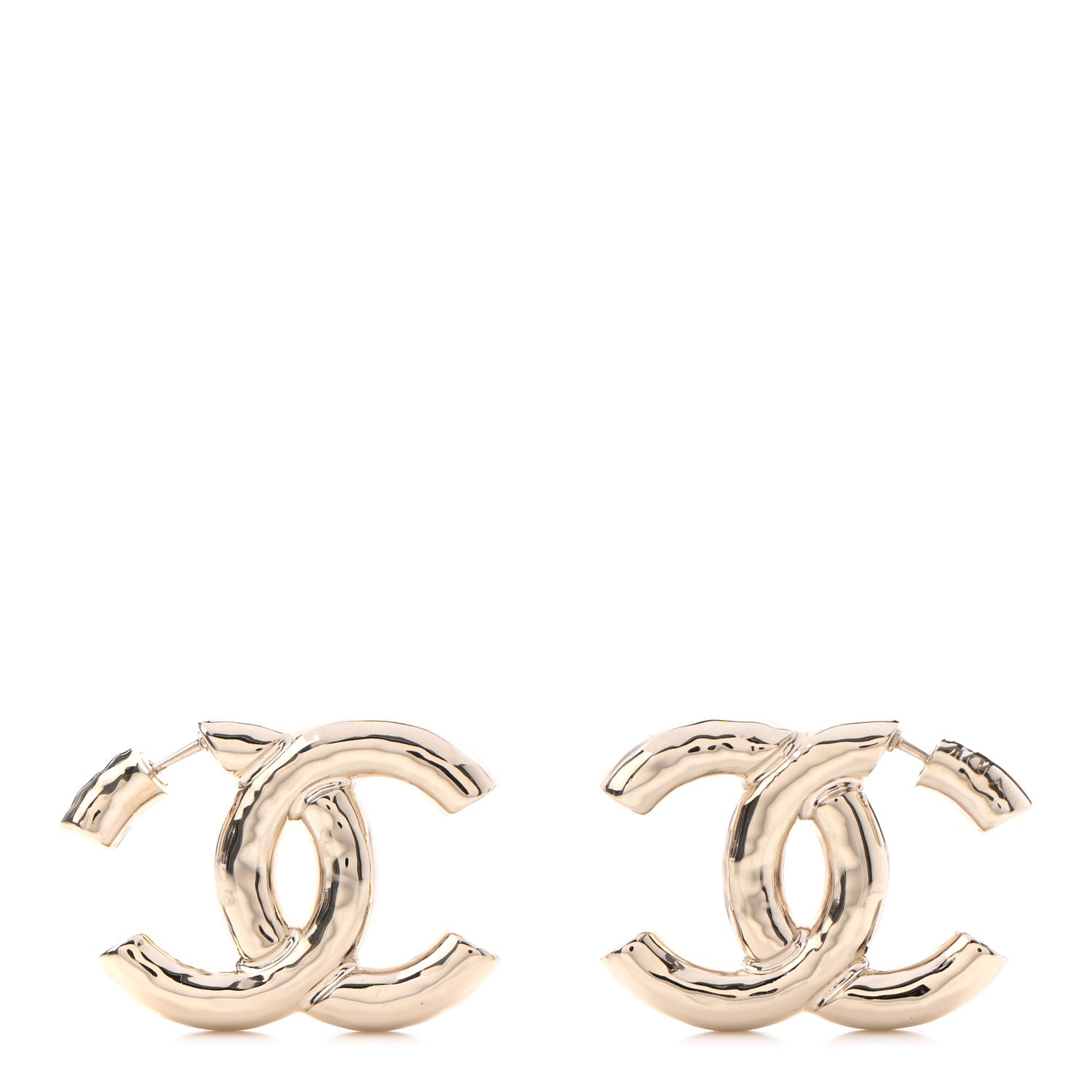 Chanel Metal Large CC Earrings Light Gold 1 of 4