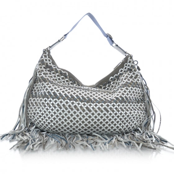 Woven Leather Boho Fringe Hobo