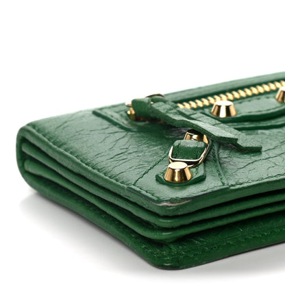 Balenciaga Agneau Arena Classic Gold Hardware Mini Wallet Vert Trefle 9 of 18