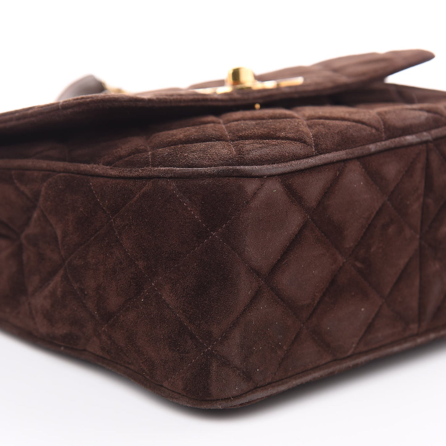 Suede Quilted Medium Single Flap Brown