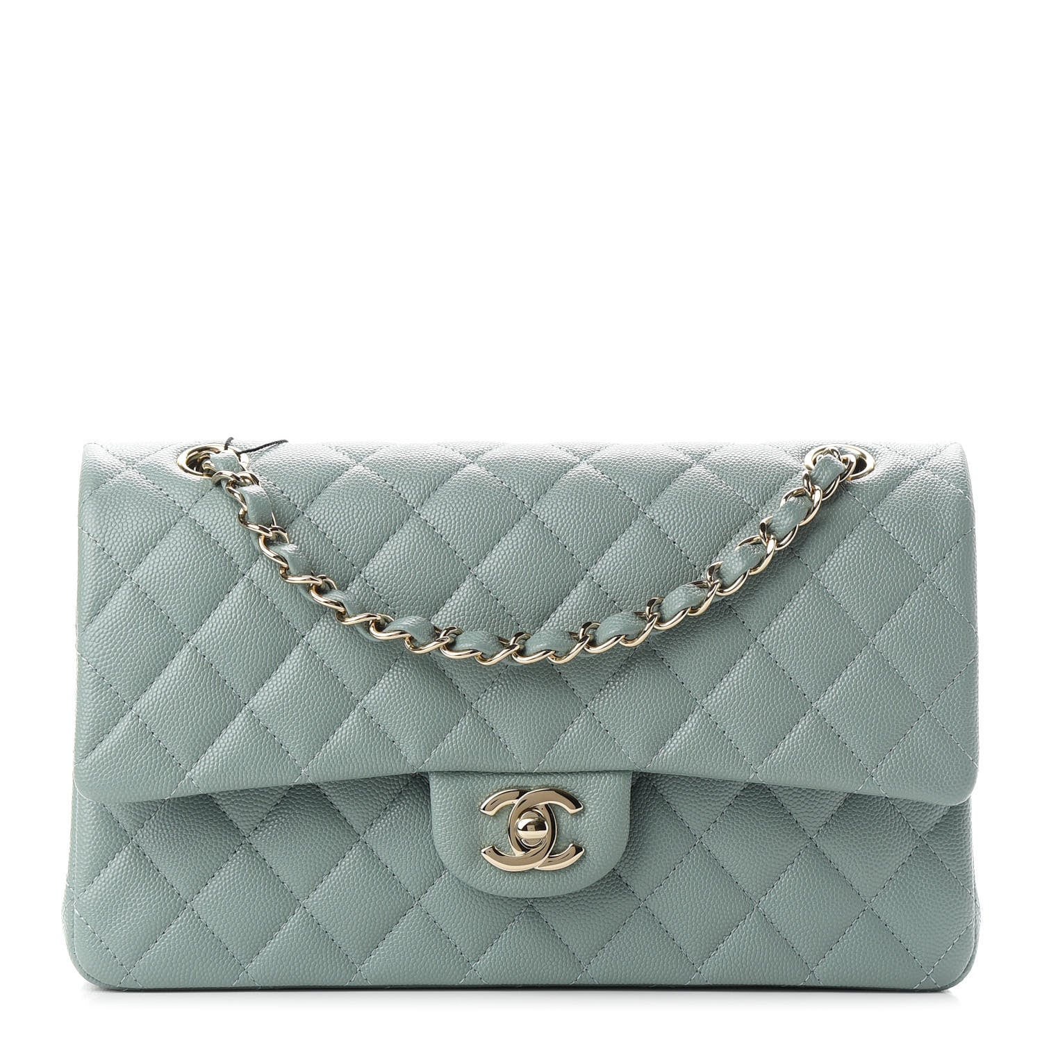 Chanel Caviar Quilted Medium Double Flap Green 1 of 9
